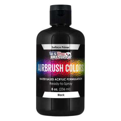 Black Surface Primer Airbrush Paint, 8 oz - Acrylic Primer Paint, Ready-To-Spray, Water-Based Acrylic Polyurethane for Miniatures, Models, Plastic, Metal, Wood, Canvas, 3D Prints