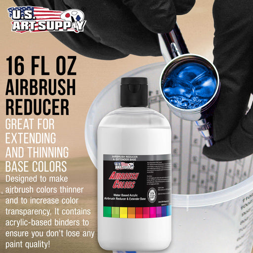 U.S. Art Supply 16-Ounce Pint Airbrush Thinner for Reducing Airbrush Paint for All Acrylic Paints - Extender Base, Reducer to Thin Colors Improve Flow