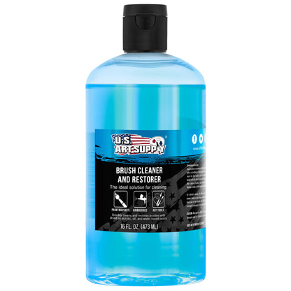 Brush Cleaner and Restorer, 16 oz - Cleans Paint Brushes, Airbrushes, Art Tools, Remove Dried On Acrylic Oil, Water-Based Paint Colors