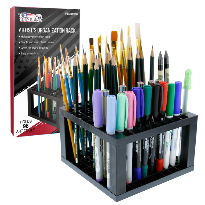 96 Hole Plastic Pencil & Brush Holder - Desk Stand Organizer Holder for Pens, Paint Brushes, Colored Pencils, Markers