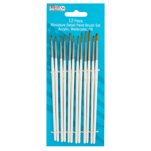 Miniature Detail Paint Brush Set - 12 Miniature Brushes for Art Painting - Acrylic, Watercolor, Oil