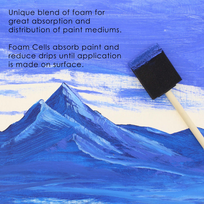 2 inch Foam Sponge Wood Handle Paint Brush Set (Case of 480) - Lightweight, durable and great for Acrylics, Stains, Varnishes, Crafts, Art