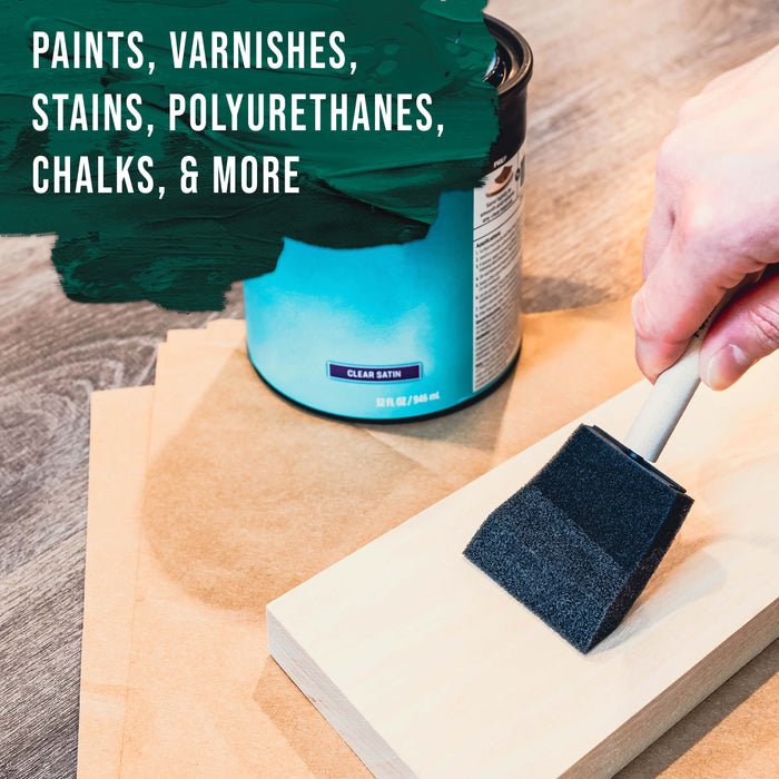2 inch Foam Sponge Wood Handle Paint Brush Set (Value Pack of 20) - Lightweight, durable and great for Acrylics, Stains, Varnishes, Crafts, Art