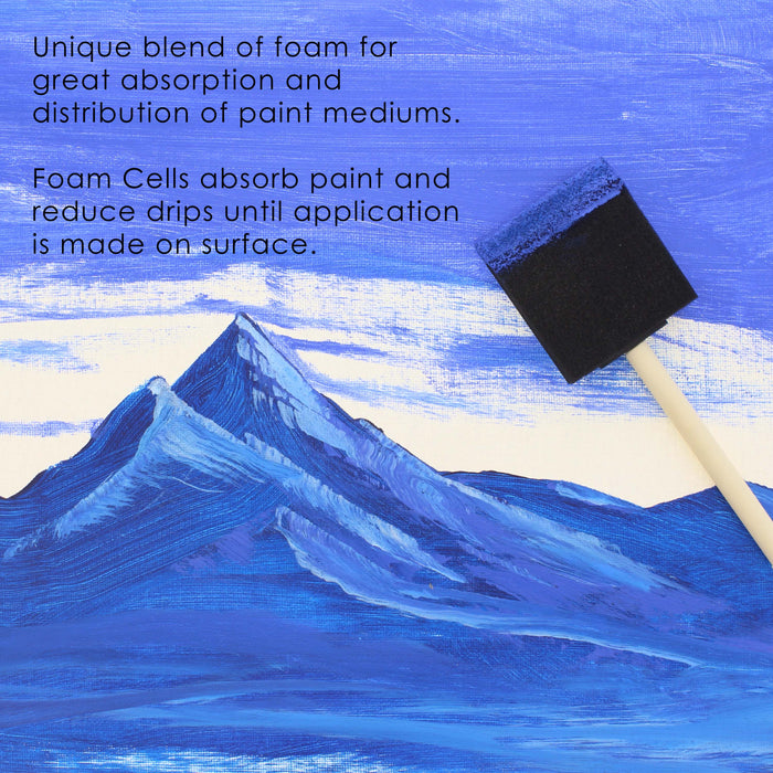 3 inch Foam Sponge Wood Handle Paint Brush Set (Super Value Pack of 30) - Lightweight, durable and great for Acrylics, Stains, Varnishes, Crafts, Art