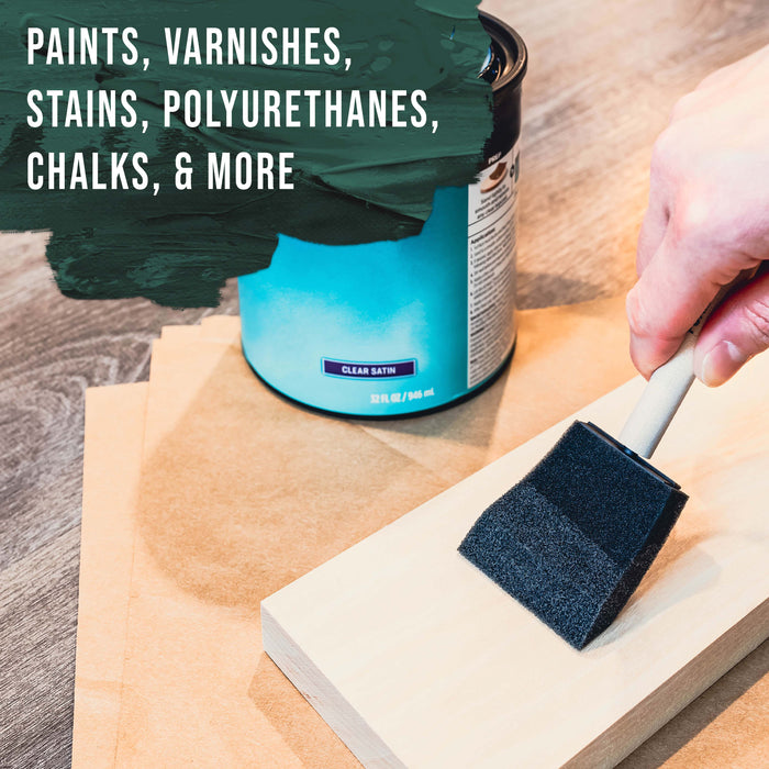 Variety Pack Foam Sponge Wood Handle Paint Brush Set (Value Pack of 40 Brushes) - Lightweight, Durable - For Acrylics, Stains, Varnishes, Crafts, Art