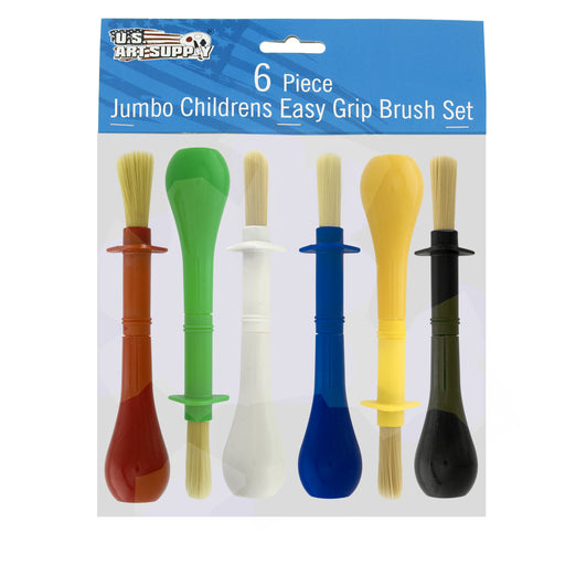6 Piece Jumbo Children's Tempera Artist Paint Brushes with Easy to Hold Stubby Handles