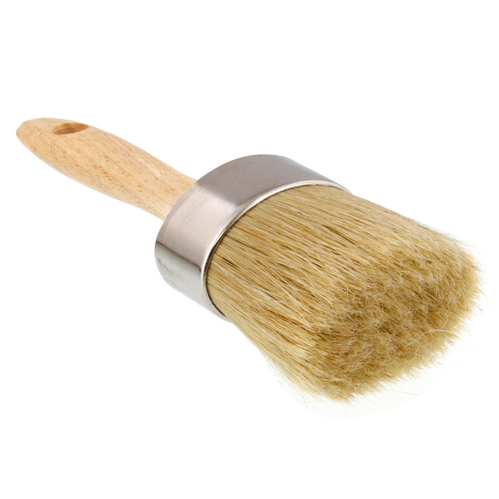 Multi Use 2-1/8" Oval Chalk and Wax Brush for Chairs, Dressers, Cabinets and Other Wood Furniture - 100% Natural Bristles, Lightweight, Rust Resistant