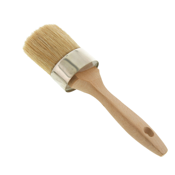 Multi Use 2-1/8" Oval Chalk and Wax Brush for Chairs, Dressers, Cabinets and Other Wood Furniture - 100% Natural Bristles, Lightweight, Rust Resistant