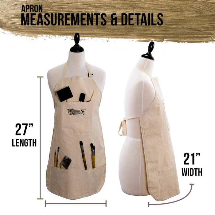 Large Canvas Adjustable Artist Apron (Size: 27-1/2" x 21")