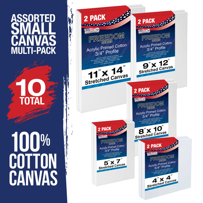 10 Assorted Small Stretched Artist Paint Canvases (10 Pack) — TCP