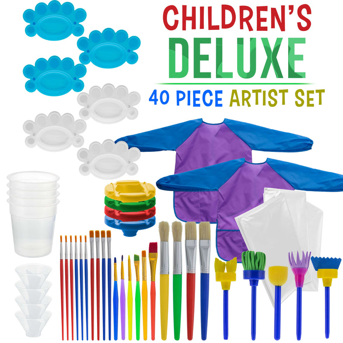 40-Piece Children's Art Painting Supplies and Accessories Kit, Brushes —  TCP Global