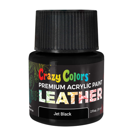 Jet Black Premium Acrylic Leather and Shoe Paint, 2 oz Bottle - Flexible, Crack, Scratch, Peel Resistant - Artist Create Custom Sneakers, Jackets, Bags, Purses
