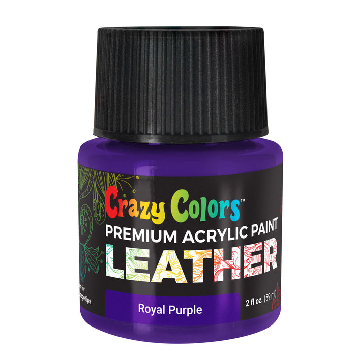 Royal Purple Premium Acrylic Leather and Shoe Paint, 2 oz Bottle - Flexible, Crack, Scratch, Peel Resistant - Artist Create Custom Sneakers, Jackets, Bags, Purses, Furniture Artwork