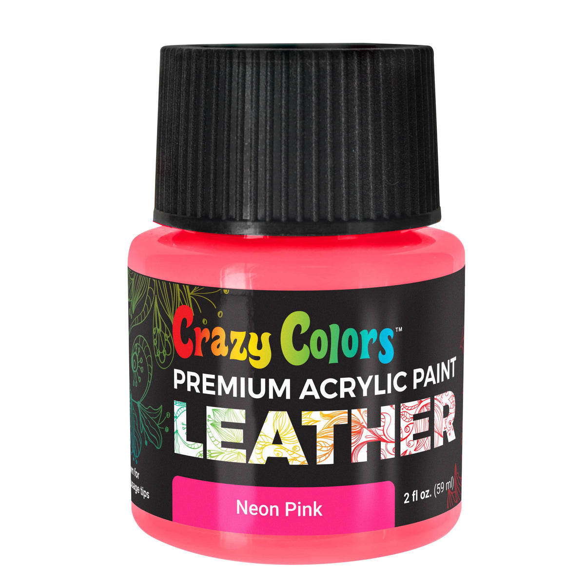 Neon Pink Premium Acrylic Leather and Shoe Paint, 2 oz Bottle