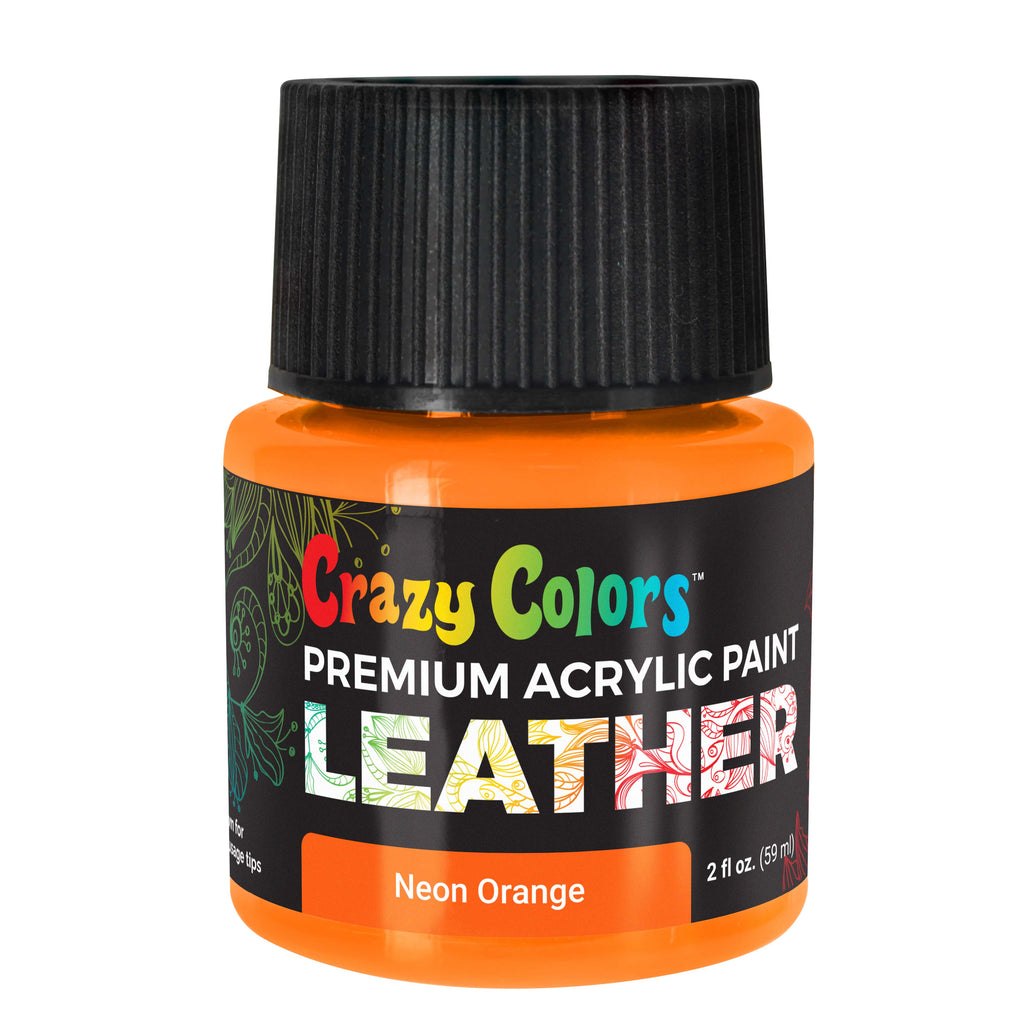 Neon Orange Premium Acrylic Leather and Shoe Paint, 2 oz Bottle