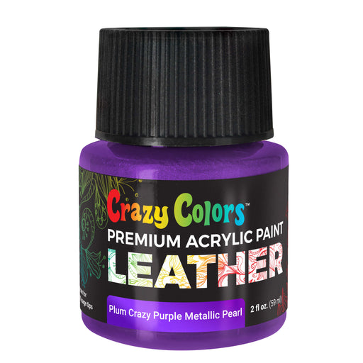 Plum Crazy Purple Metallic Pearl Premium Acrylic Leather and Shoe Paint, 2 oz Bottle - Flexible, Crack, Scratch, Peel Resistant - Artist Create Custom Sneakers, Jackets, Bags, Purses