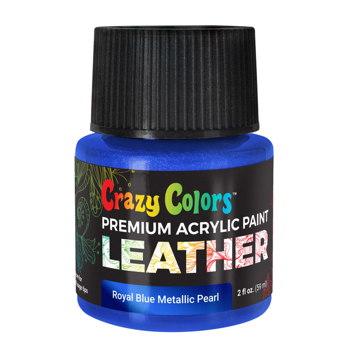 Royal Blue Metallic Pearl Premium Acrylic Leather and Shoe Paint, 2 oz Bottle - Flexible, Crack, Scratch, Peel Resistant - Artist Create Custom Sneakers, Jackets, Bags, Purses