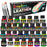 Premium Acrylic Leather and Shoe Paint Kit, 29 Colors, Deglazer, 4-Piece Brush Set - 1 oz Bottles, Opaque, Metallic, Neon - Flexible, Scratch Resistant - Custom Sneakers