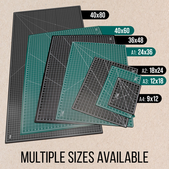 12" x 18" Green/Black Professional Self Healing 5-Ply Double Sided Durable Non-Slip Cutting Mat Great for Scrapbooking Quilting Sewing Arts Crafts