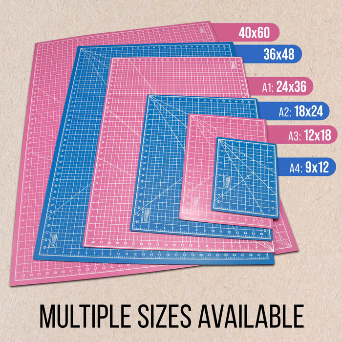 12" x 18" Pink/Blue Professional Self Healing 5-Ply Double Sided Durable Non-Slip Cutting Mat Great for Scrapbooking Quilting Sewing Arts & Crafts