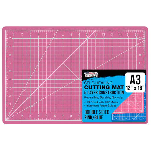 12" x 18" Pink/Blue Professional Self Healing 5-Ply Double Sided Durable Non-Slip Cutting Mat Great for Scrapbooking Quilting Sewing Arts & Crafts