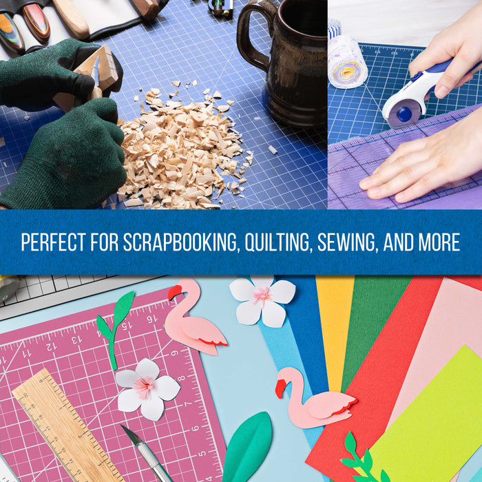 18" x 24" Self-Healing Cutting Mat 5-Ply (2 Pack) - Double-Sided Pink/Blue Craft Mat, Non-Slip Cutting Mats for Crafts, Sewing, Quilting, Scrapbooking