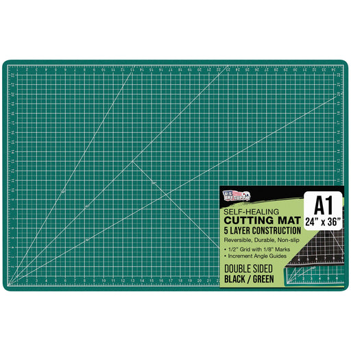 24" x 36" Green/Black Professional Self Healing 5-Ply Double Sided Durable Non-Slip Cutting Mat Great for Scrapbooking Quilting Sewing Arts Crafts