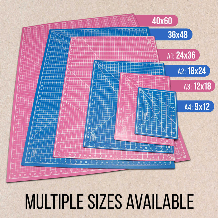 24" x 36" Pink/Blue Professional Self Healing 5-Ply Double Sided Durable Non-Slip Cutting Mat Great for Scrapbooking Quilting Sewing Arts & Crafts