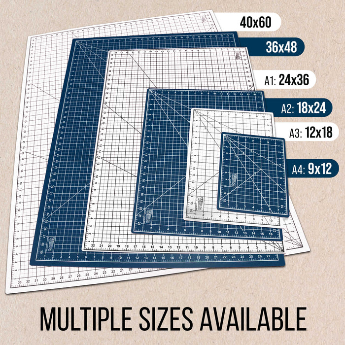 24" x 36" White/Blue Professional Self Healing 5-6 Layer Double Sided Durable Non-Slip Cutting Mat Great for Scrapbooking, Quilting, Sewing