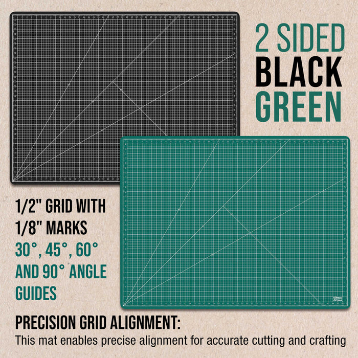 36" x 48" Green/Black Professional Self Healing 5-Ply Double Sided Durable Non-Slip Cutting Mat Great for Scrapbooking Quilting Sewing Arts Crafts