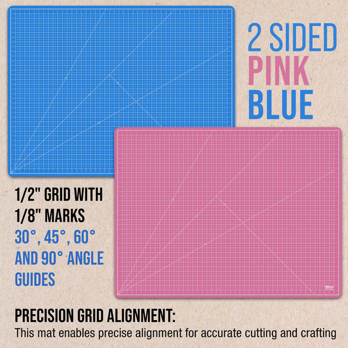 36" x 48" Pink/Blue Professional Self Healing 5-Ply Double Sided Durable Non-Slip Cutting Mat Great for Scrapbooking Quilting Sewing Arts & Crafts