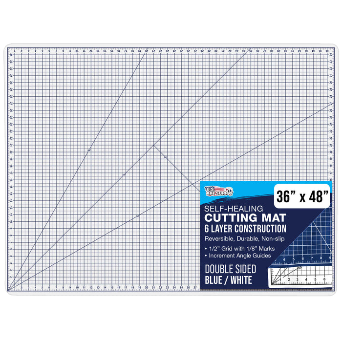 36" x 48" White/Blue Professional Self Healing 5-6 Layer Double Sided Durable Non-Slip Cutting Mat Great for Scrapbooking, Quilting, Sewing