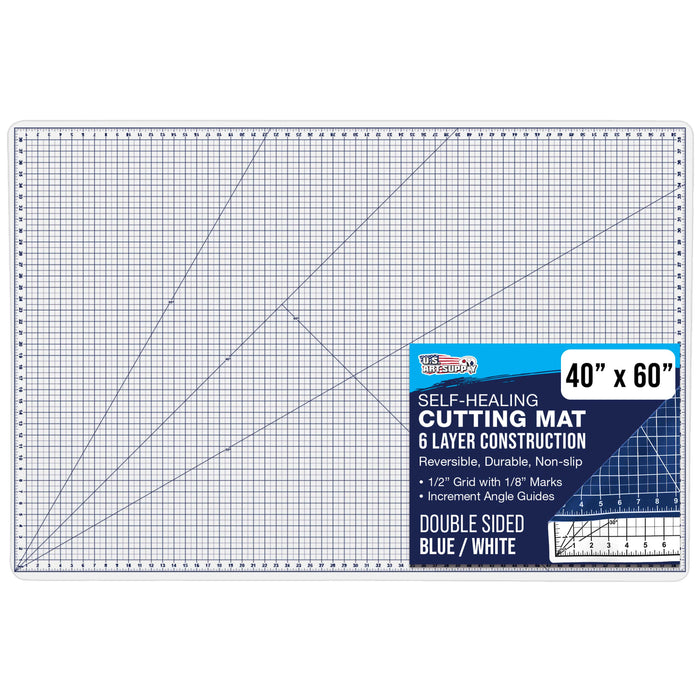 40" x 60" White/Blue Professional Self Healing 5-6 Layer Double Sided Durable Non-Slip Cutting Mat Great for Scrapbooking, Quilting, Sewing