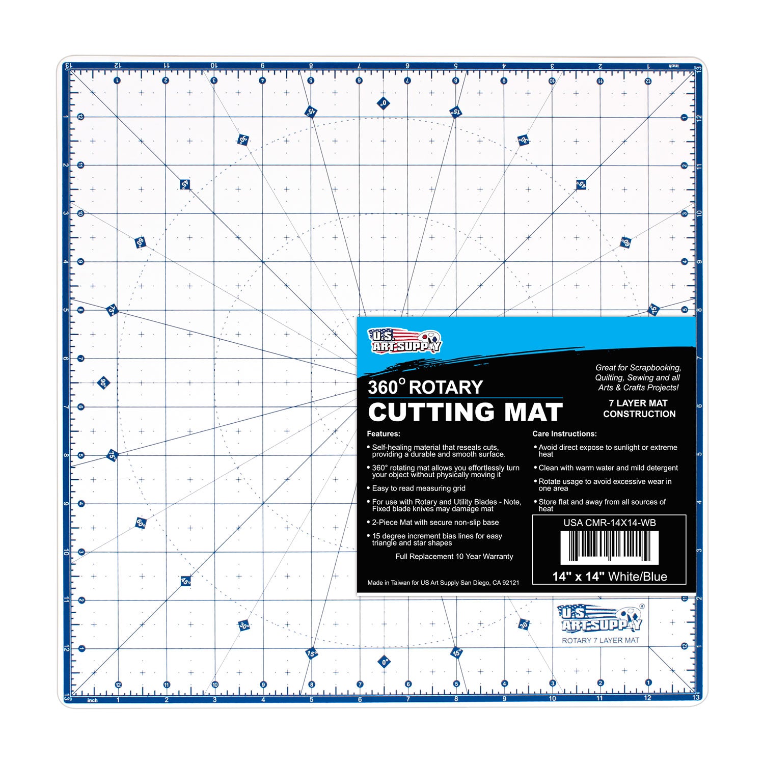 13.5 x 13.5 Rotary WHITE Self Healing 7-Layer Cutting Mat — TCP Global
