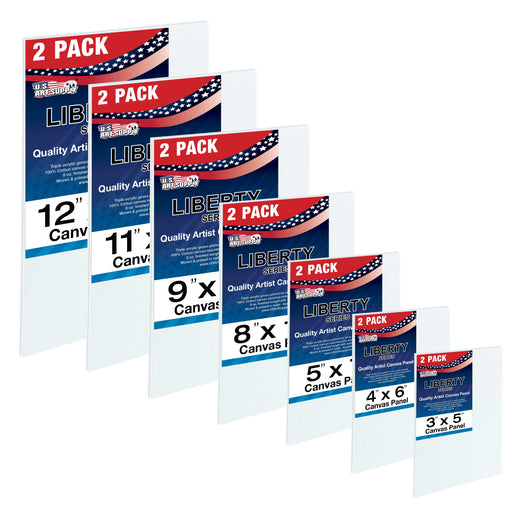 Rectangular Variety Assortment Professional Artist Quality Acid Free Canvas Panels 14-Total Panels (2-EA: 12x16, 11x14, 9x12, 8x10, 5x7, 4x6, 3x5)