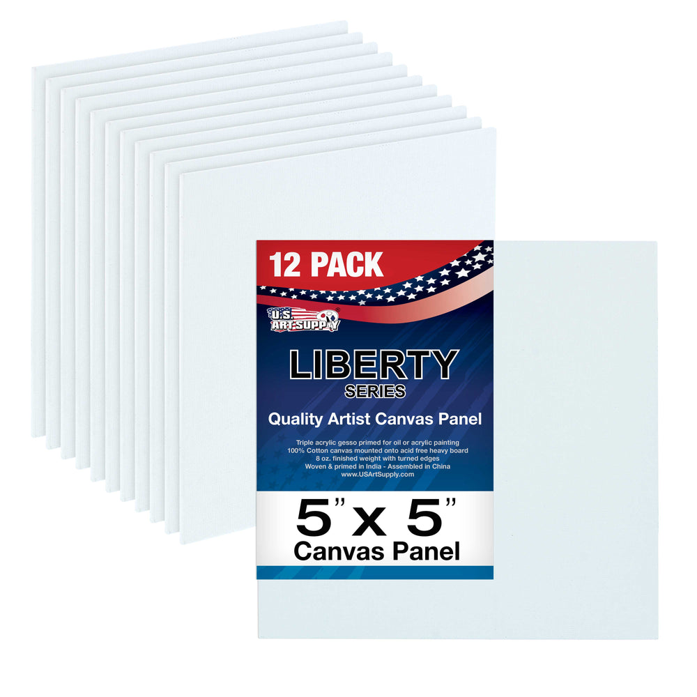 5" x 5" Professional Artist Quality Acid Free Canvas Panel Boards for Painting 12-Pack