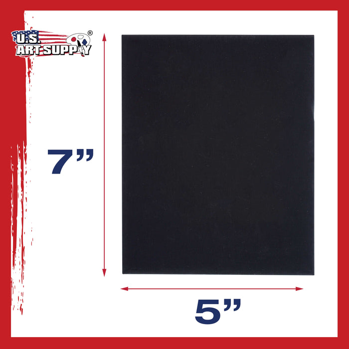 5" x 7" Black Professional Artist Quality Acid Free Canvas Panel Boards for Painting 6-Pack