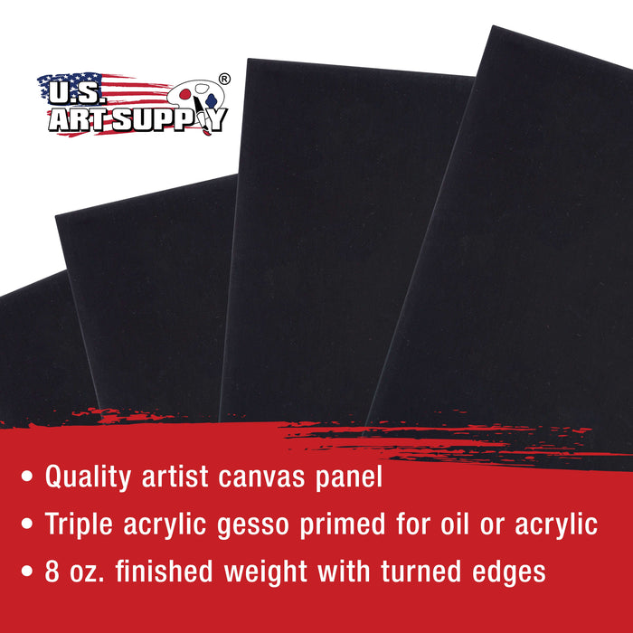 8" x 10" Black Professional Artist Quality Acid Free Canvas Panel Boards for Painting 6-Pack