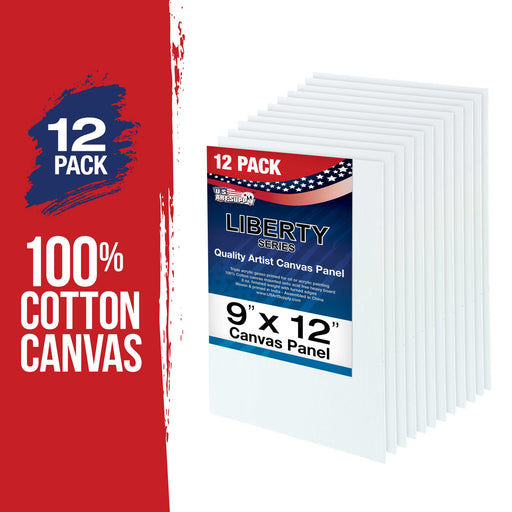 9 X 12 Inch Professional Art Canvas Board Panels 12 Pack - 8 Ounce Heavyweight Cotton Acid Free Canvases for Painting Acrylics and Watercolor (1 Case of 12 Single Canvas Painting Panels)