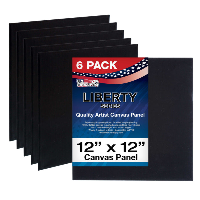 12" x 12" Black Canvas Panels 6-Pack