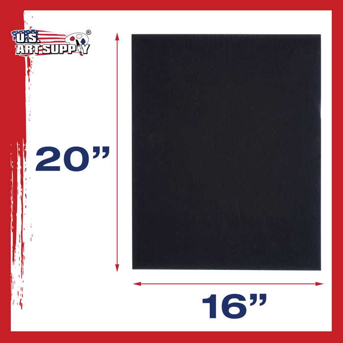 16" x 20" Black Professional Artist Quality Acid Free Canvas Panel Boards for Painting 6-Pack