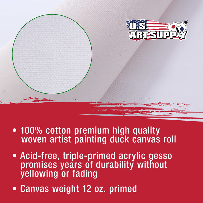 U.S. Art Supply 36" Wide x 6 Yards (18 Feet) Long Unstretched Canvas Roll - 100% Cotton, 12-Ounce Triple Primed Gesso, Acid-Free, Oil Acrylic Painting