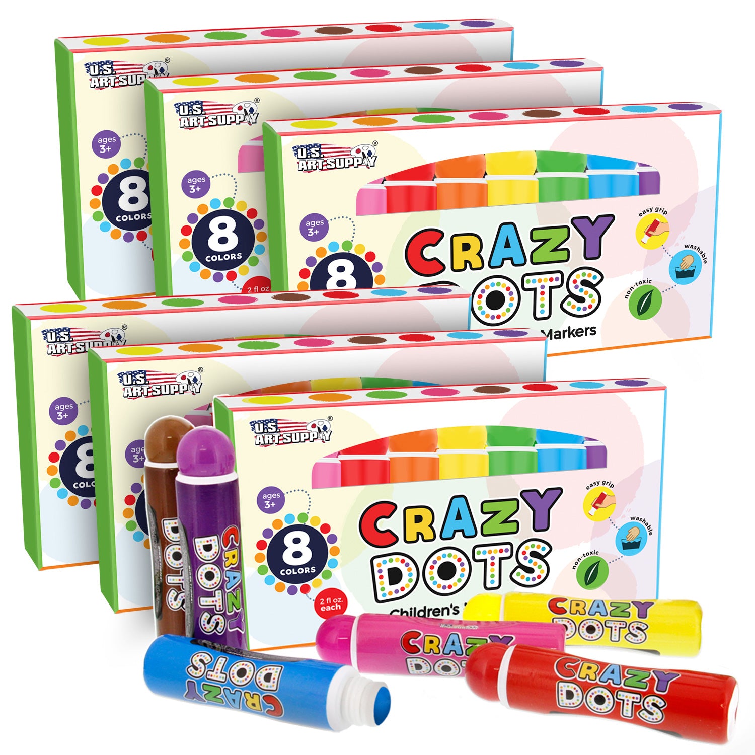 8 Color Crazy Dots Markers - Washable Paint Marker daubers — TCP Global