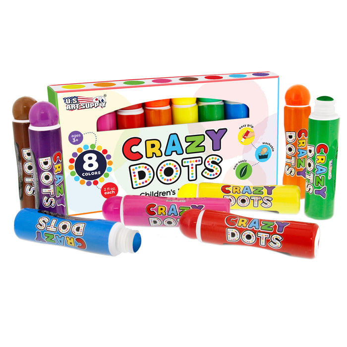 8 Color Crazy Dots Markers - Children's Washable Easy Grip Non-Toxic Paint Marker Daubers