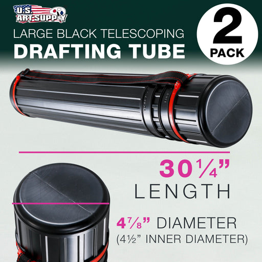 Black Telescoping Drafting Tube: Diameter: 4-7/8 inch OD, 4-1/2" ID, Length: 30-1/4 to 47-3/4 inches - 2 Pack