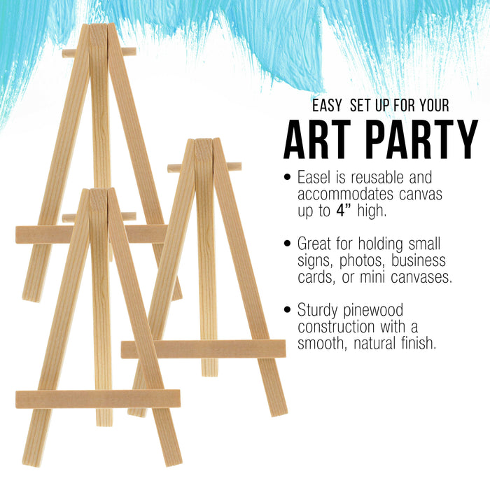 5" Mini Easel (12 Pack) - Natural Wooden A-Frame Tabletop Display Stand, Mini Easel Stand - Small Easels for Display, Small Canvases, Crafts, Business Cards, Signs, Photos, Gifts