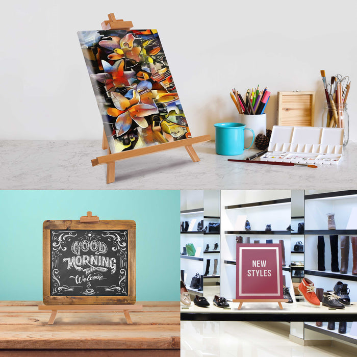 31" High Wood Studio Tabletop Easel (4 Pack) - Adjustable Artist Tripod, Holds Up to 27" Canvas, Folding A-Frame Artist Display Stand - Table Top Easel for Painting
