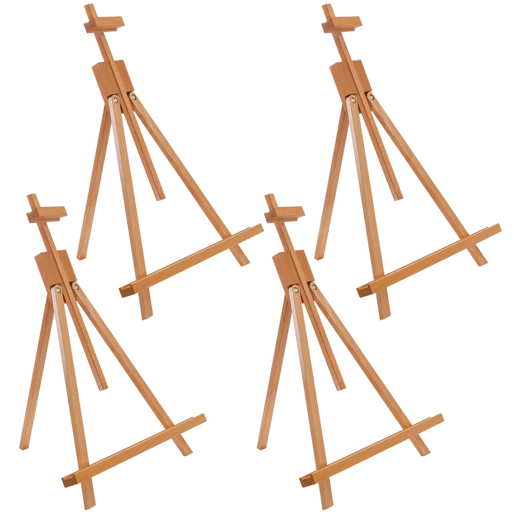 Topanga 31" High Tabletop Wood Folding A-Frame Artist Studio Easel (4 Pack) - Adjustable Beechwood Tripod Display Stand, Holds Up To 27" Canvas