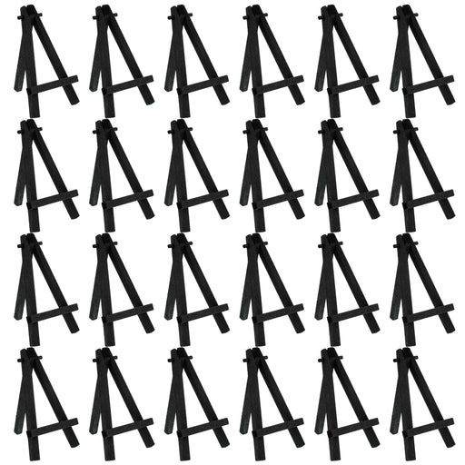 5" Mini Easel (24 Pack) - Black Wooden A-Frame Tabletop Display Stand, Mini Easel Stand - Small Easels for Display, Small Canvases, Crafts, Business Cards, Signs, Photos, Gifts