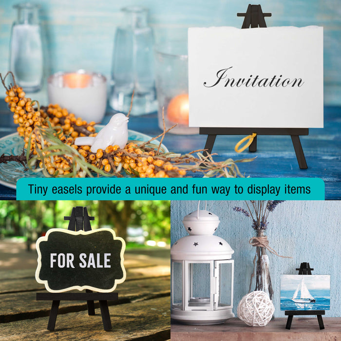 8" High Small Black Wooden Easel (6 Pack), A-Frame Canvas Stand Tripod, Small Painting Easels - Tabletop Easel for Painting, Canvases, Student Crafts, Event Signs Photos